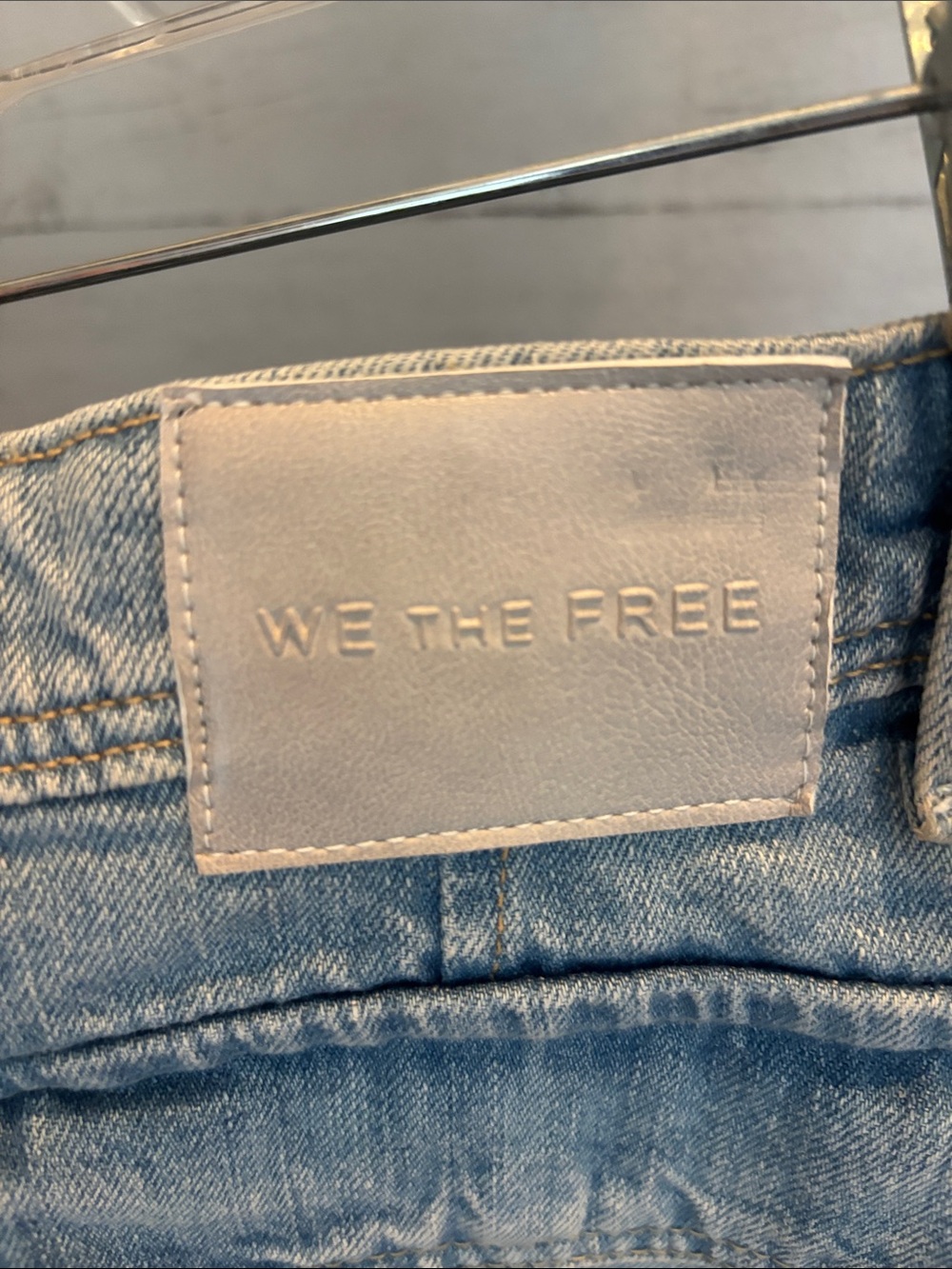 We The Free Faded Light Blue Denim Cargo Shorties - Picture 3 of 5
